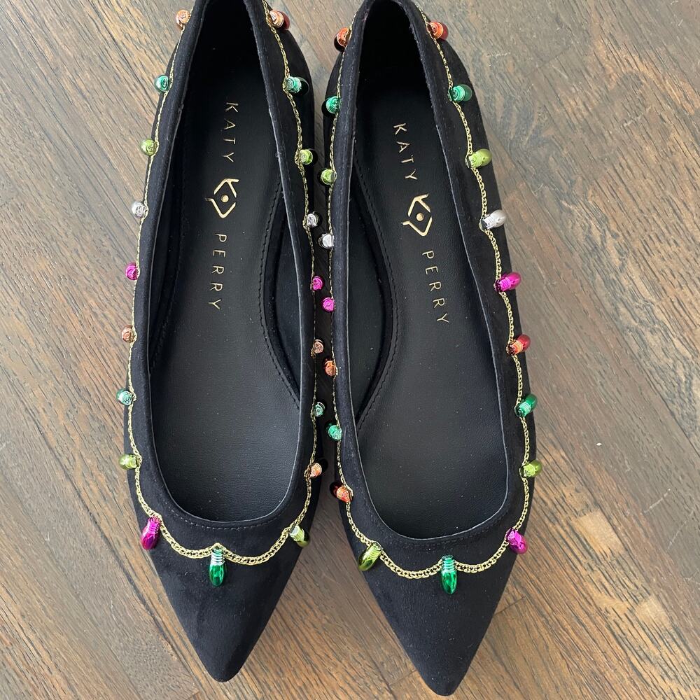 Katy Perry Shoes Women's The Hollie Christmas Flat Ballet Black 7.5